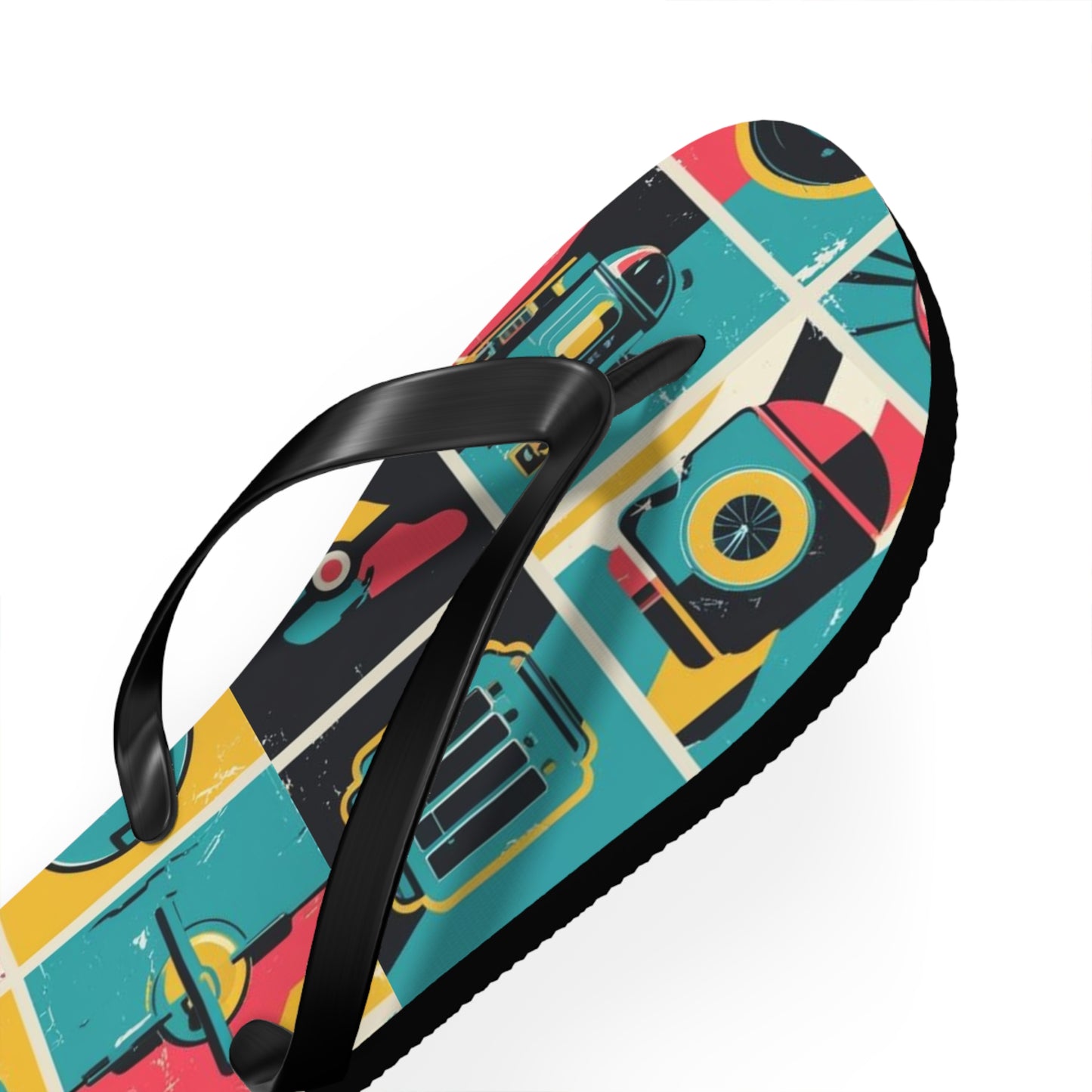 Neon Grid Flip Flops – Postmodern Pulse Edition