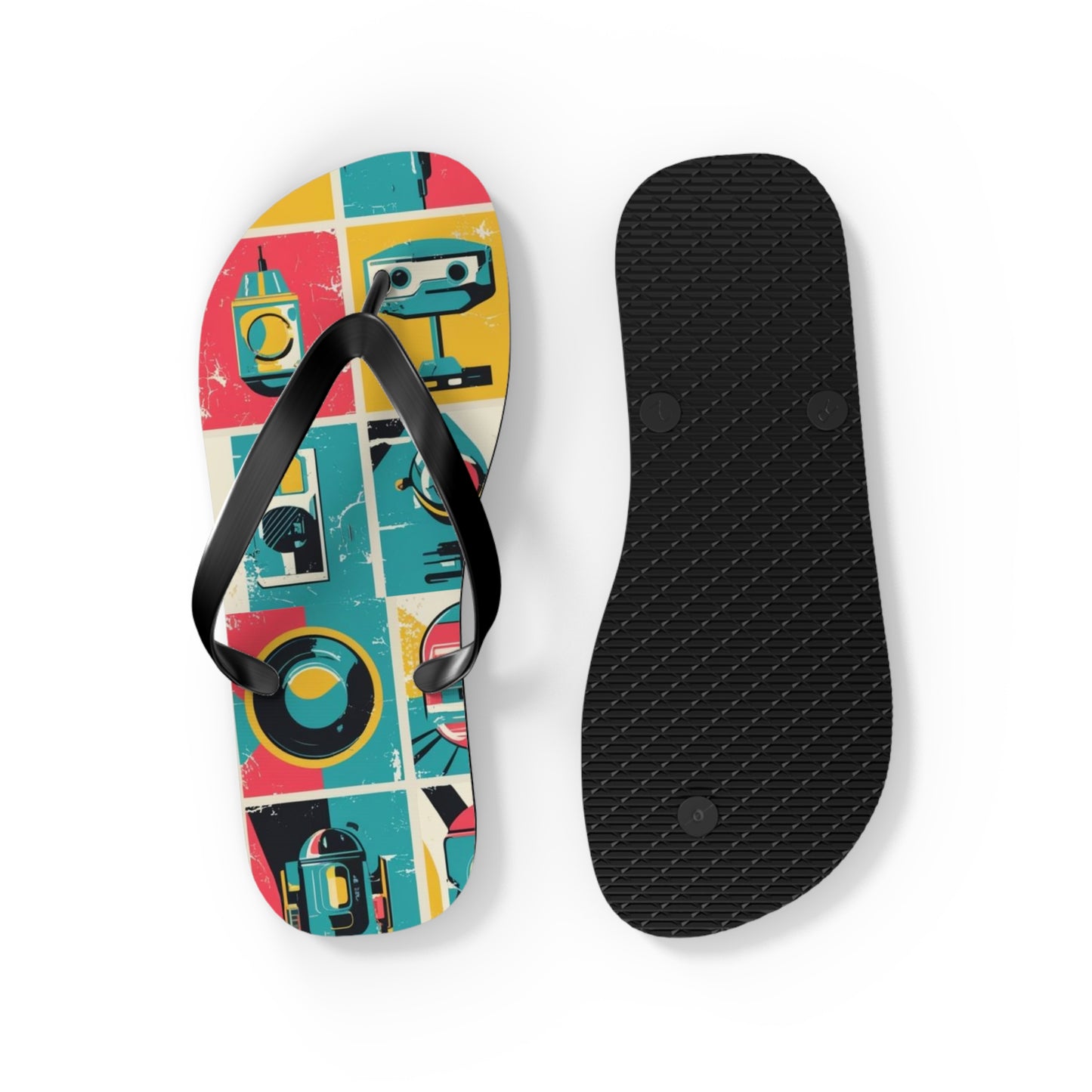 Neon Grid Flip Flops – Postmodern Pulse Edition