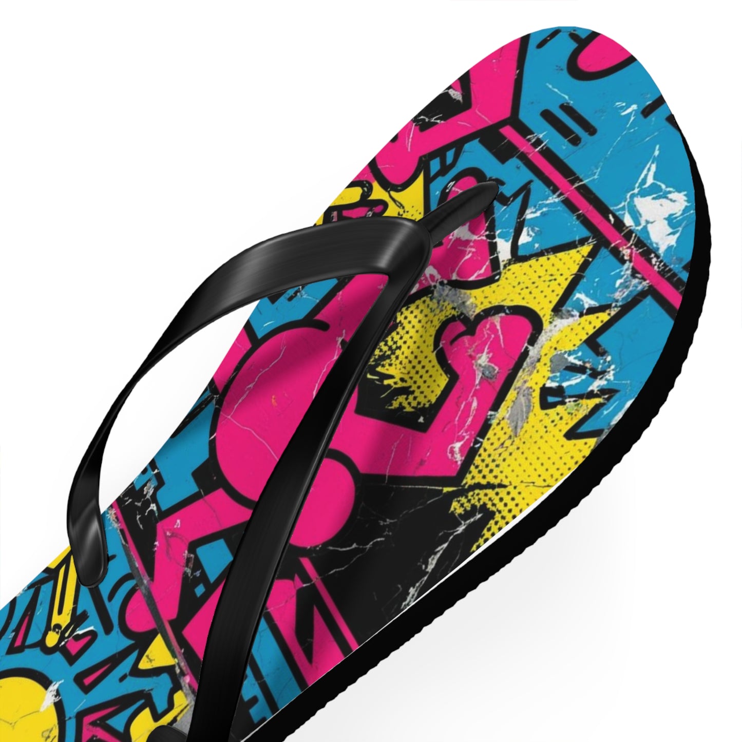 Retro Postmodern Flip Flops - Bold Color Clash Design