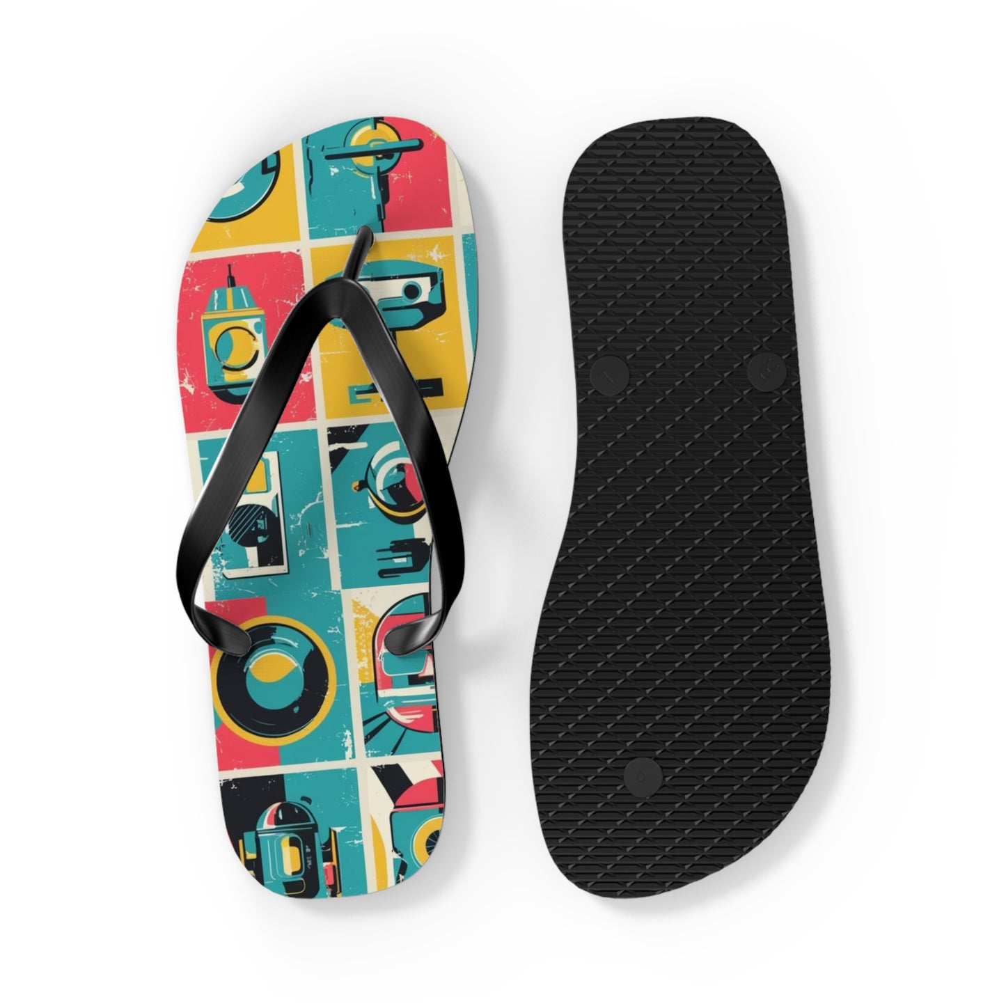 Neon Grid Flip Flops – Postmodern Pulse Edition