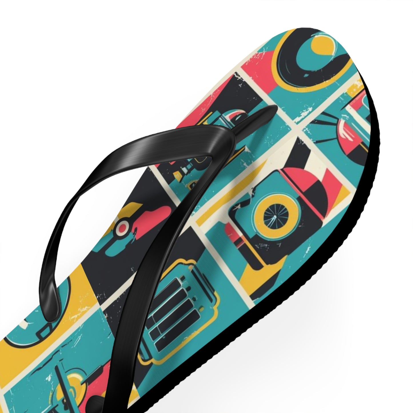 Neon Grid Flip Flops – Postmodern Pulse Edition