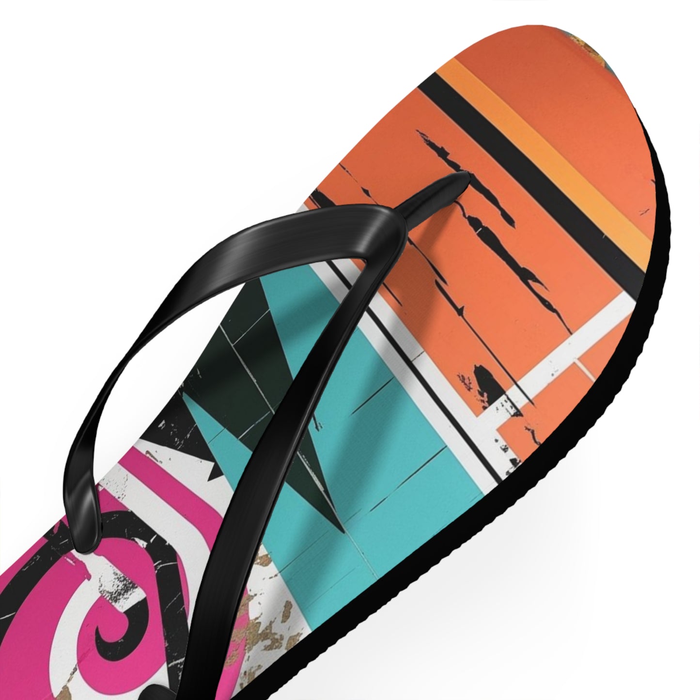 Dynamic Postmodern Flip Flops - Vibrant Graffiti Pattern