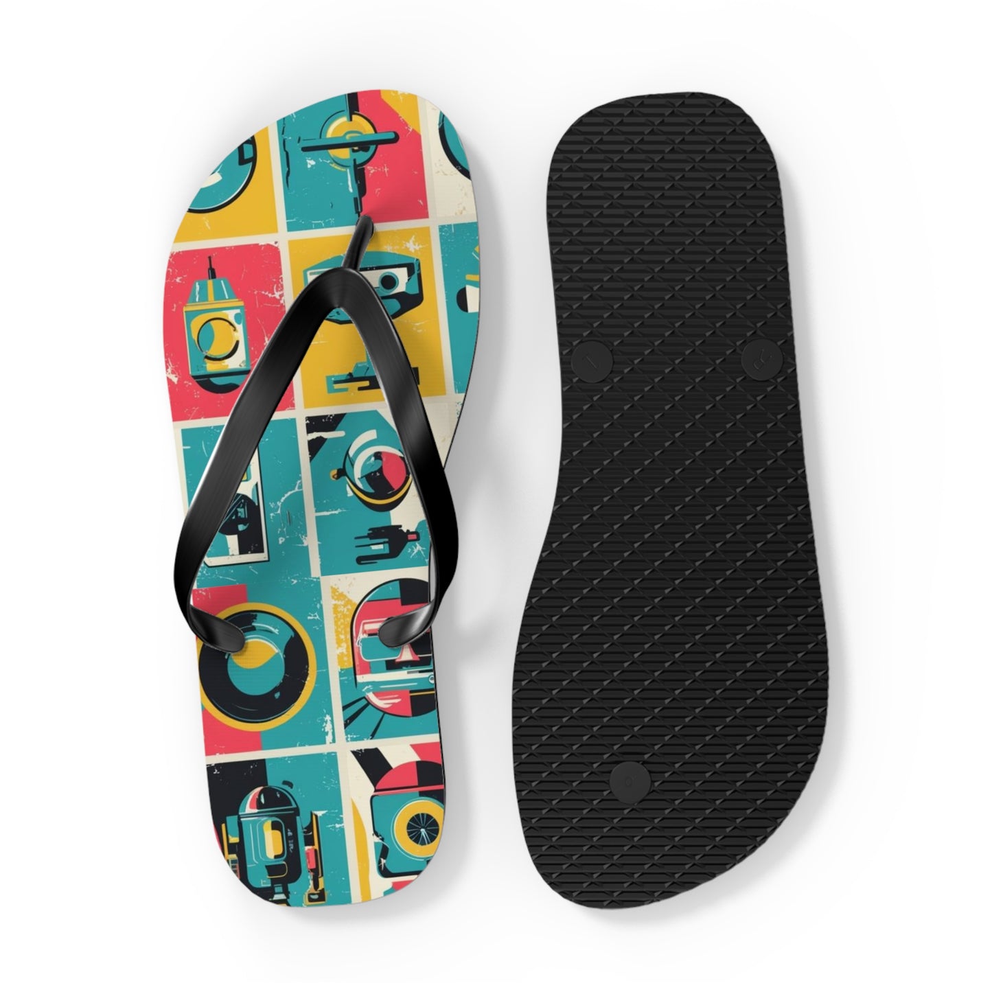 Neon Grid Flip Flops – Postmodern Pulse Edition