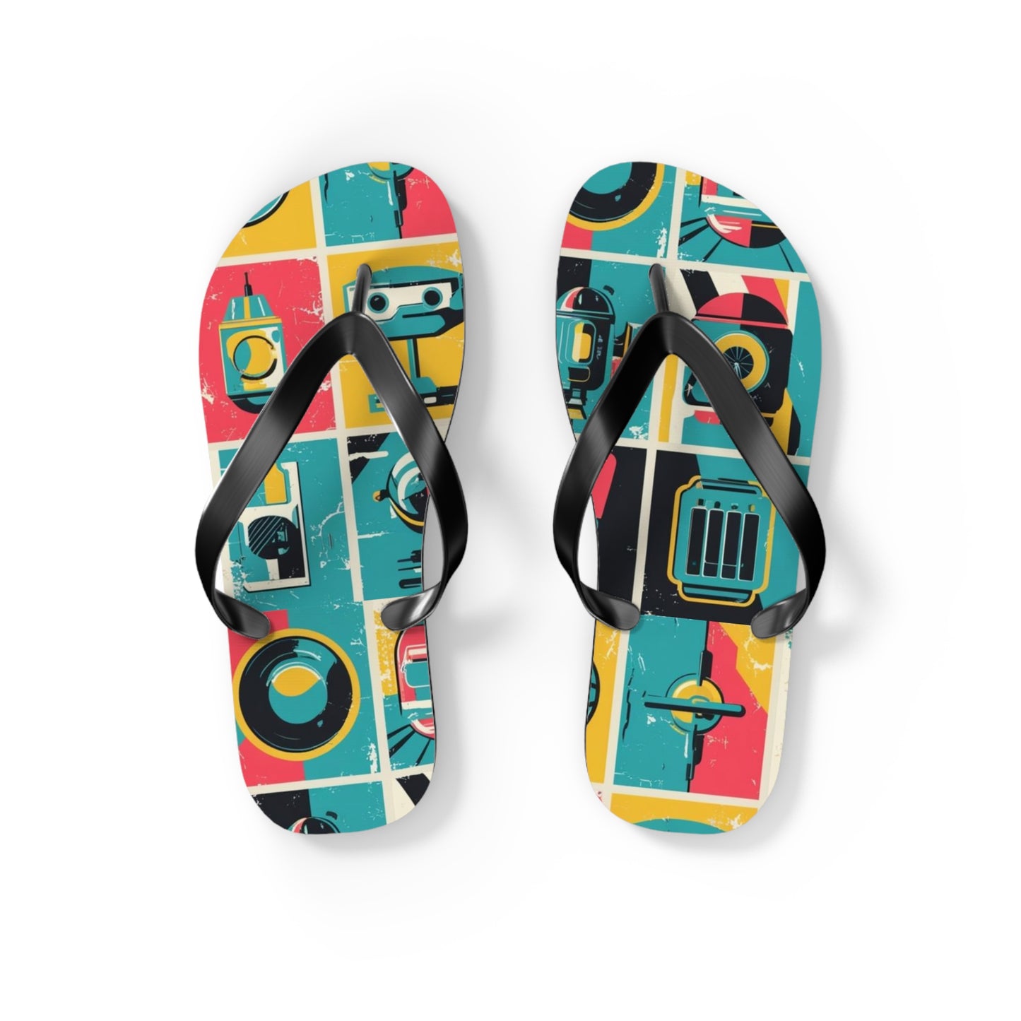 Neon Grid Flip Flops – Postmodern Pulse Edition