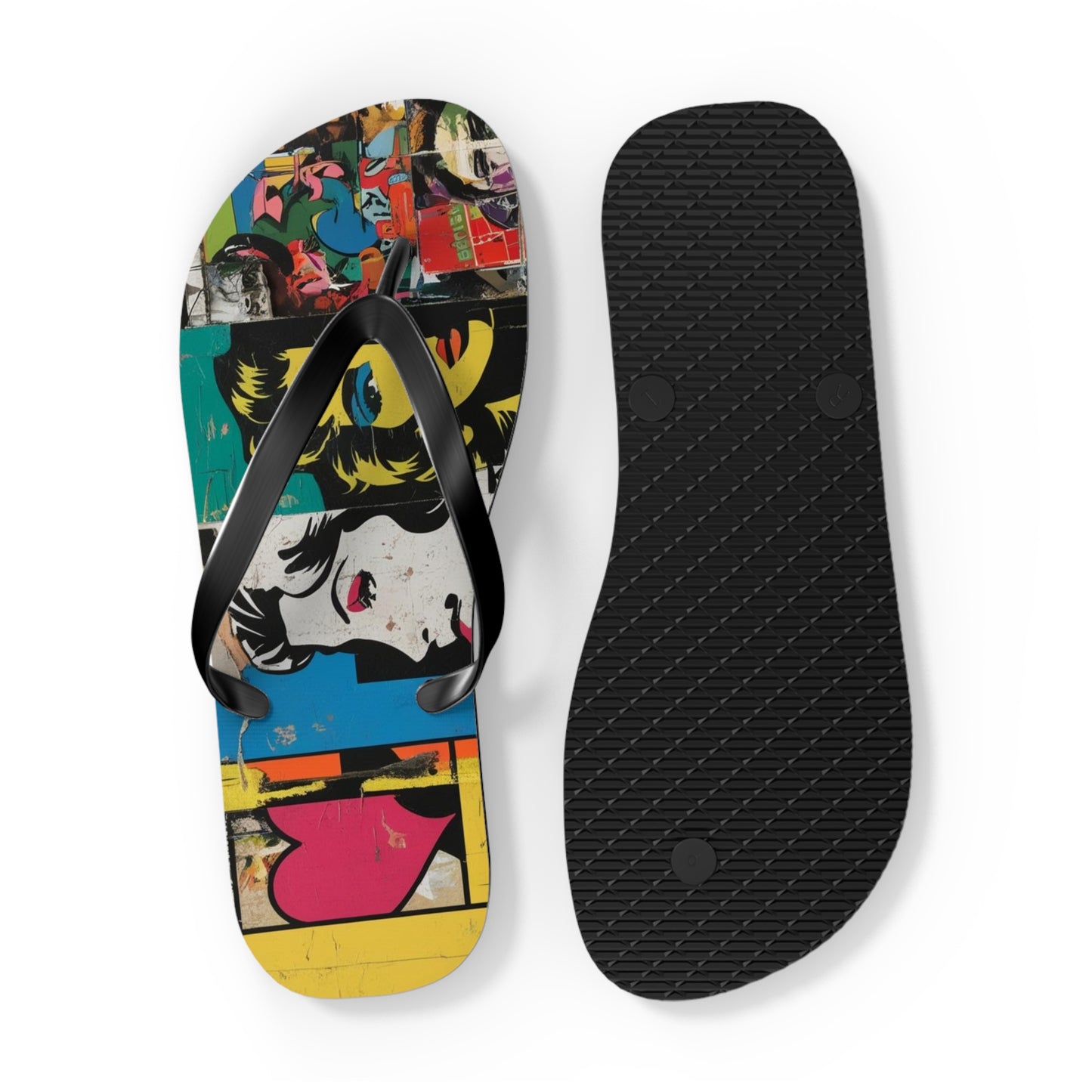 Funky Postmodern Flip Flops - Bold Retro Wave Design