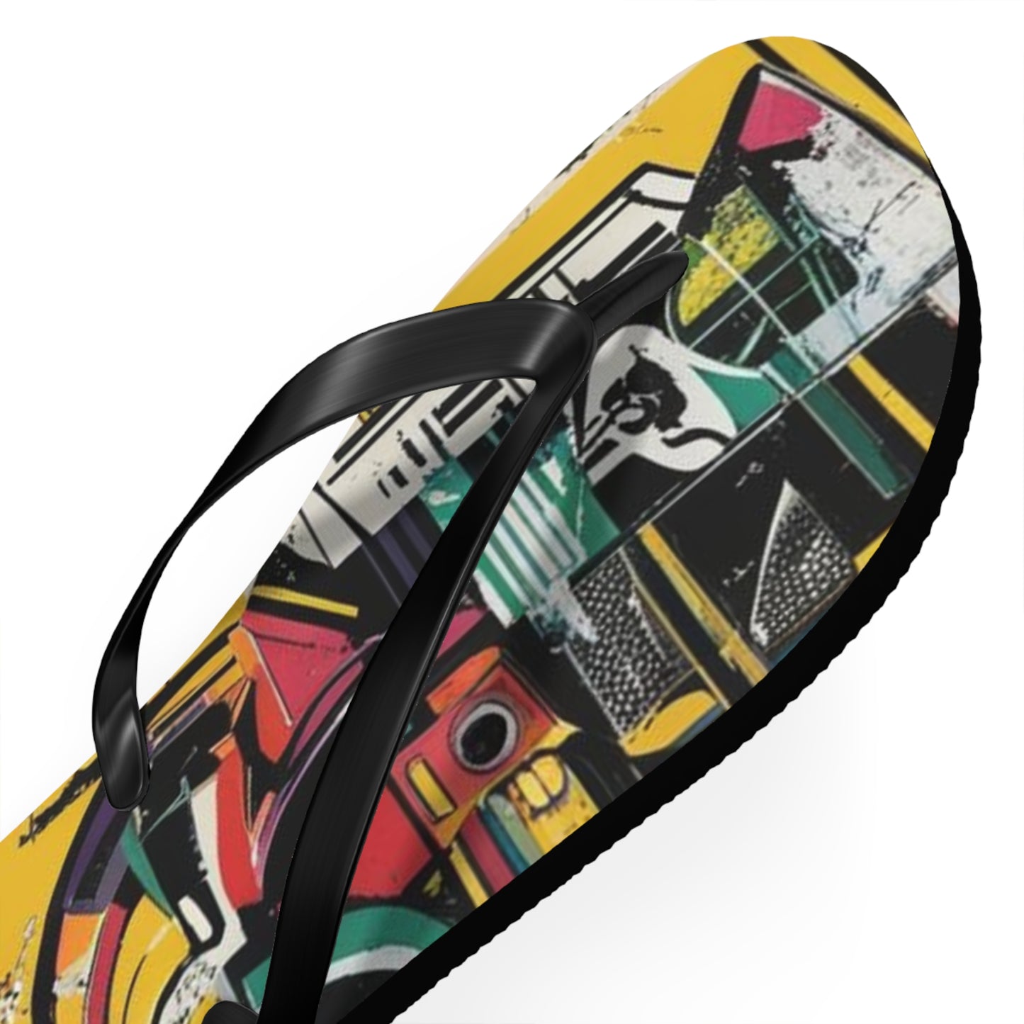 Abstract Street Art Flip Flops - Vibrant Urban Mashup