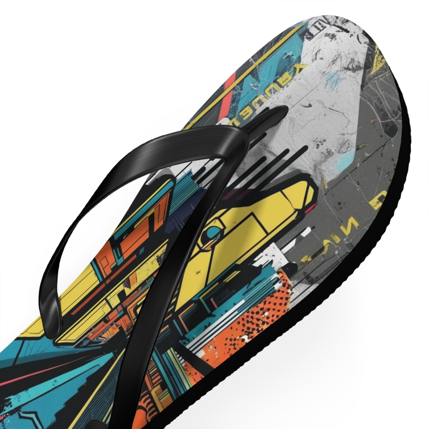 Futuristic Postmodern Flip Flops - Bold Cityscape Art