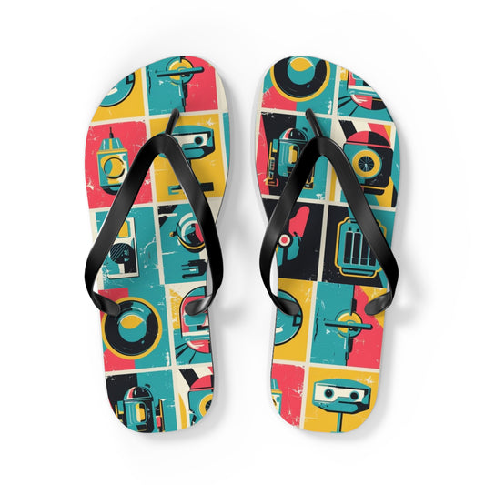 Neon Grid Flip Flops – Postmodern Pulse Edition