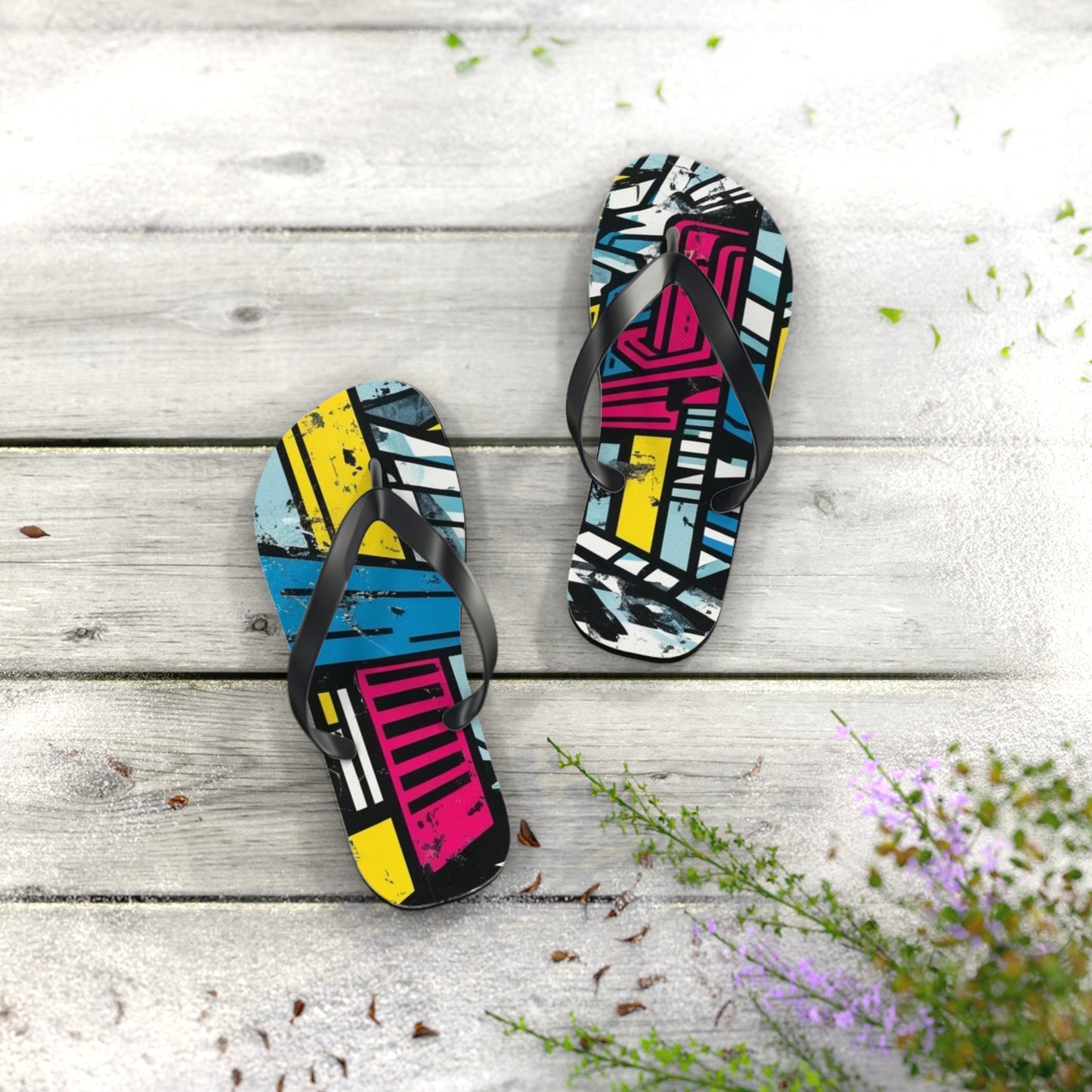Urban Postmodern Flip Flops - Bold Cityscape Design
