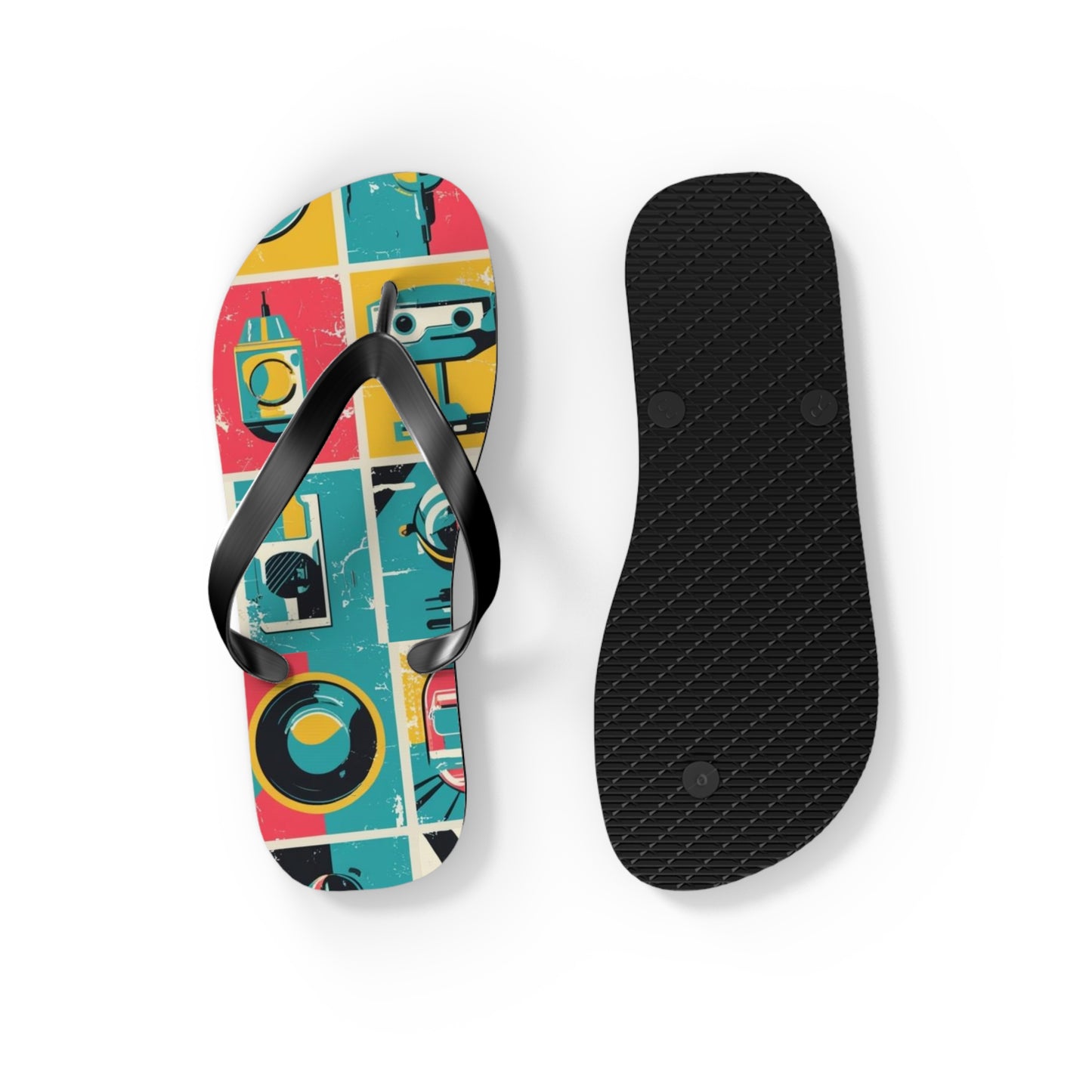 Neon Grid Flip Flops – Postmodern Pulse Edition
