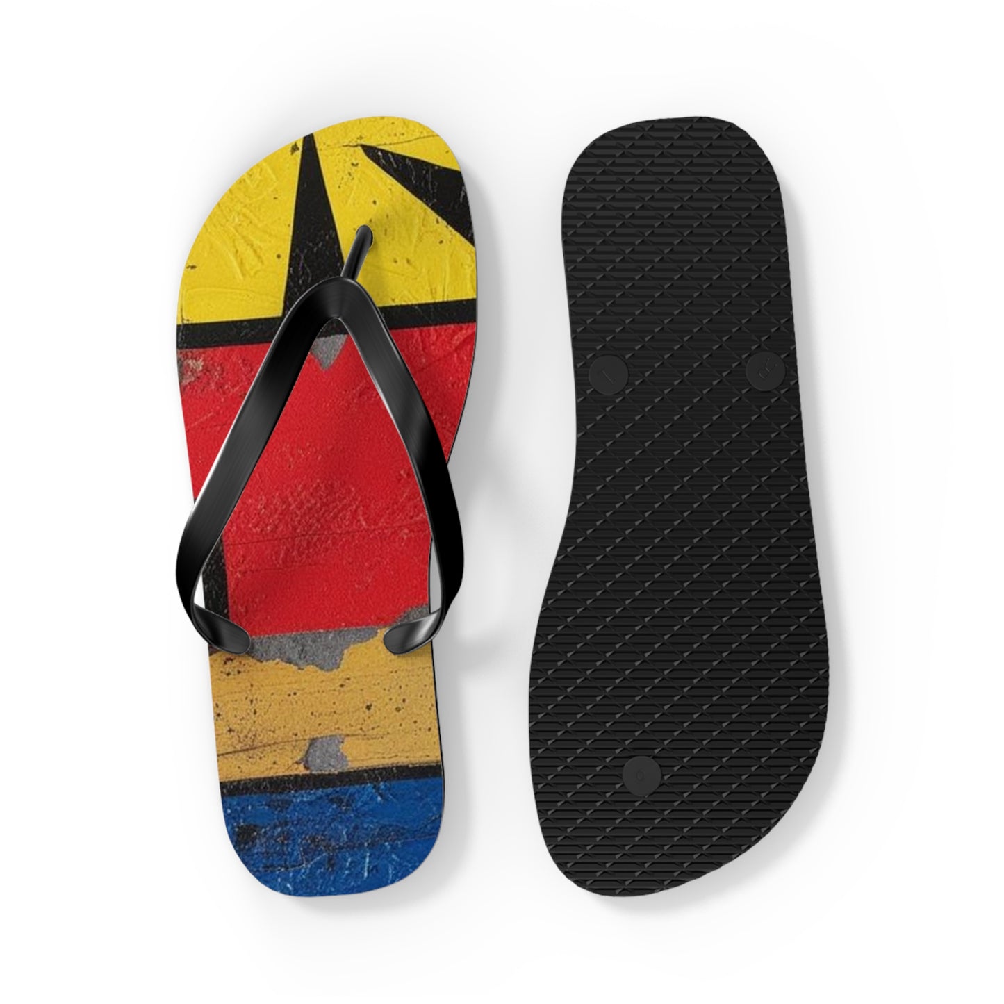Abstract Postmodern Flip Flops - Bold Patchwork Design