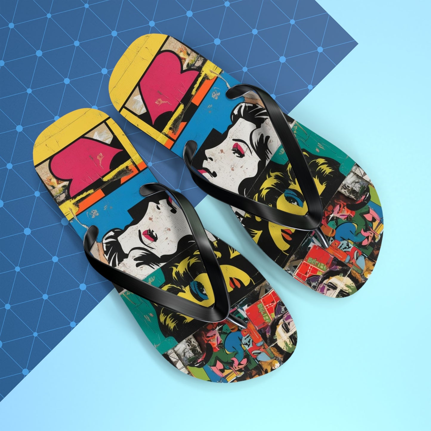 Funky Postmodern Flip Flops - Bold Retro Wave Design