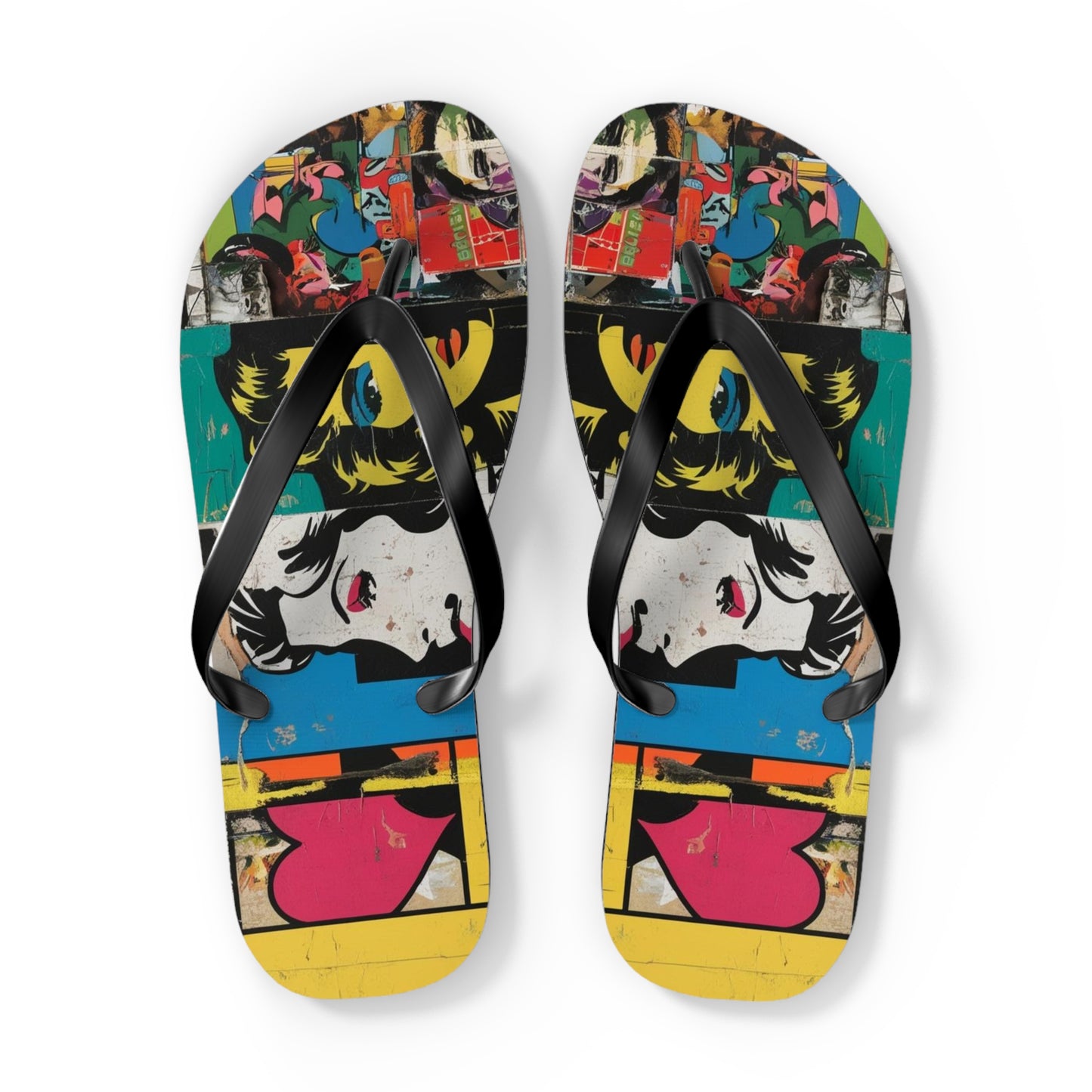 Funky Postmodern Flip Flops - Bold Retro Wave Design