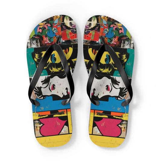 Funky Postmodern Flip Flops - Bold Retro Wave Design