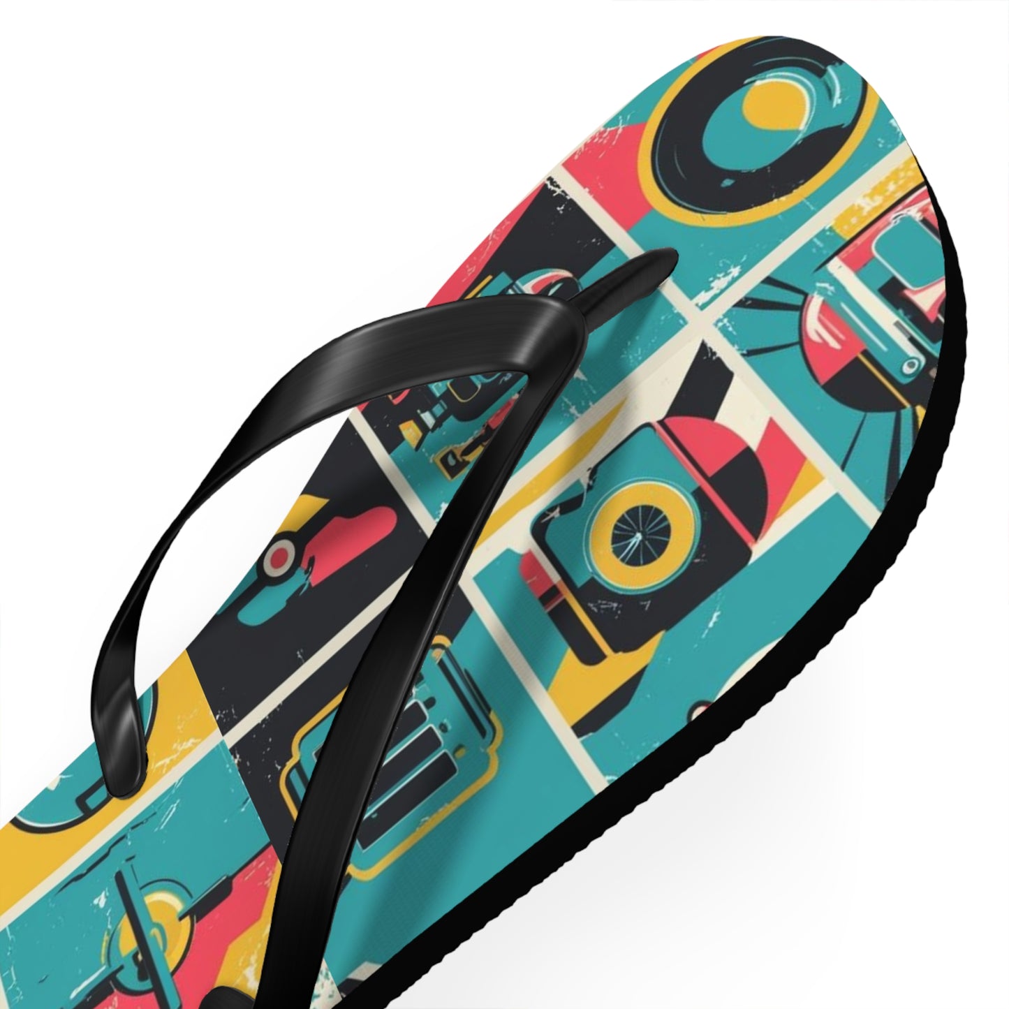 Neon Grid Flip Flops – Postmodern Pulse Edition