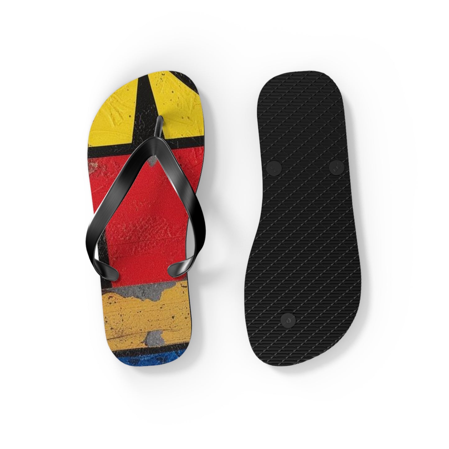 Abstract Postmodern Flip Flops - Bold Patchwork Design