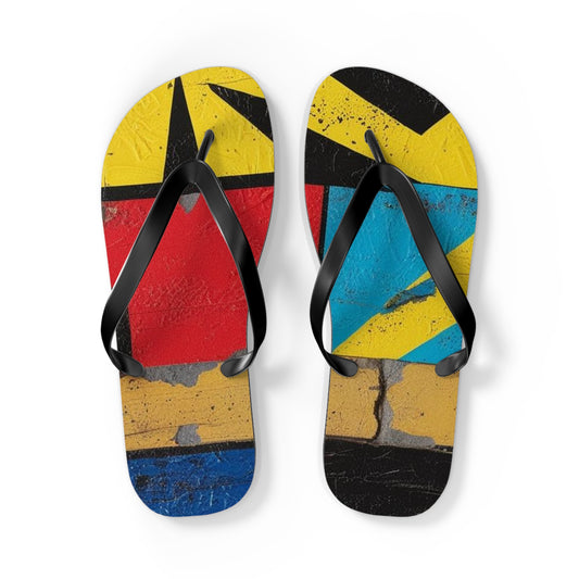 Abstract Postmodern Flip Flops - Bold Patchwork Design