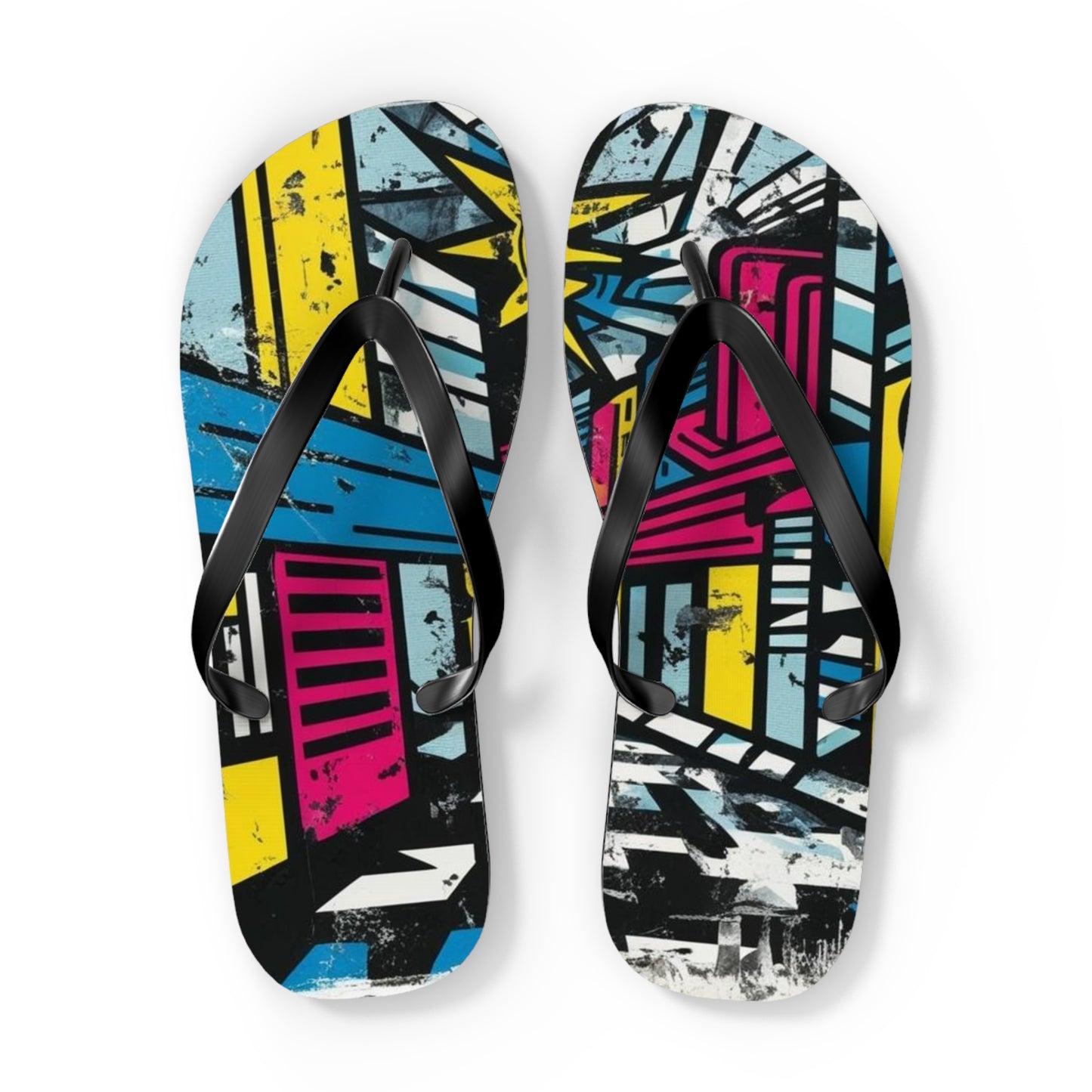 Urban Postmodern Flip Flops - Bold Cityscape Design