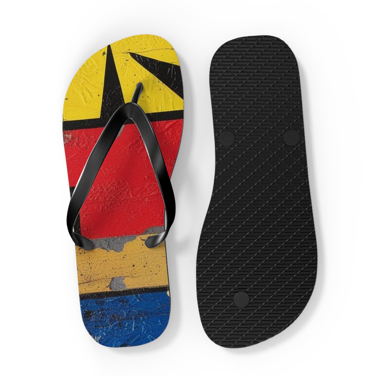 Abstract Postmodern Flip Flops - Bold Patchwork Design
