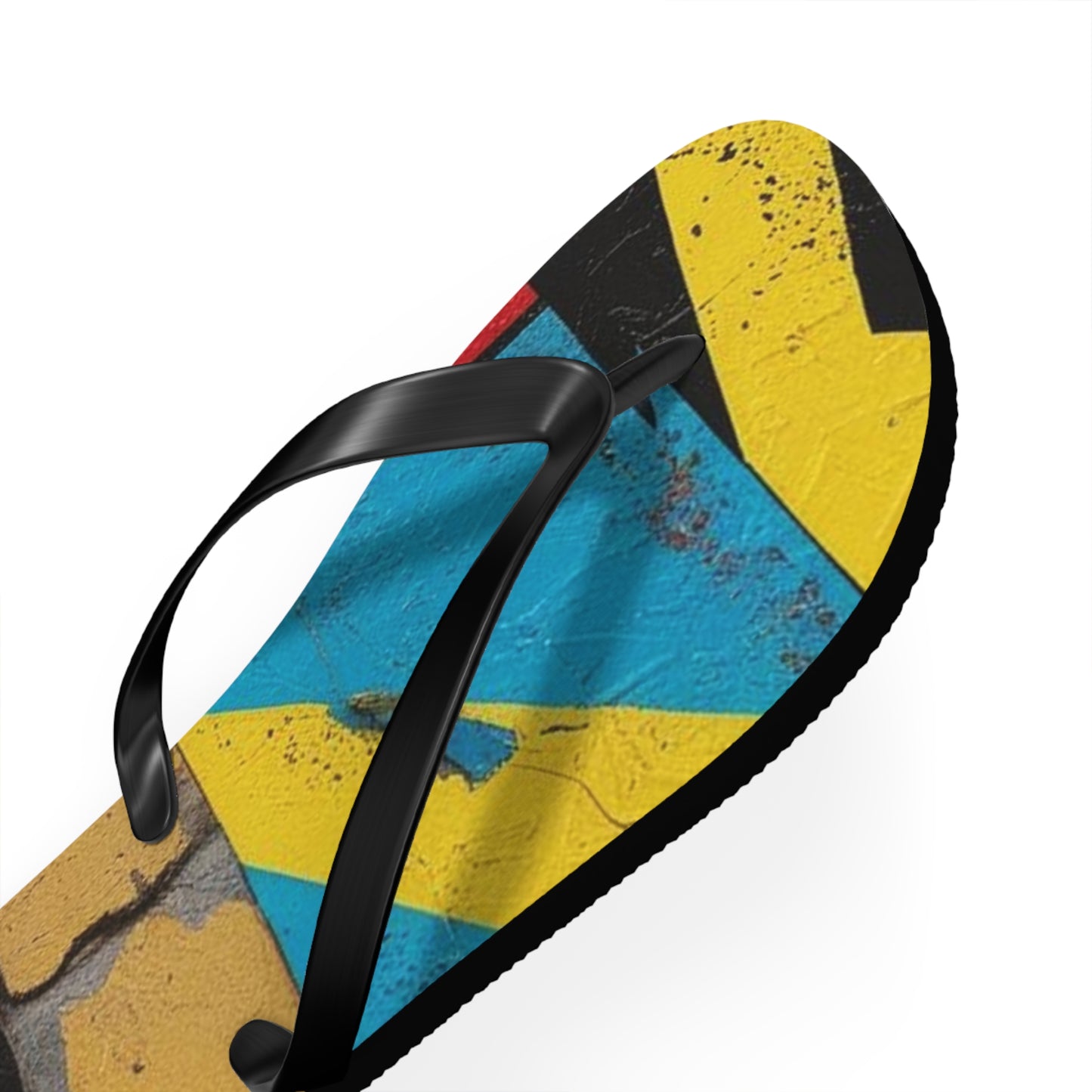 Abstract Postmodern Flip Flops - Bold Patchwork Design