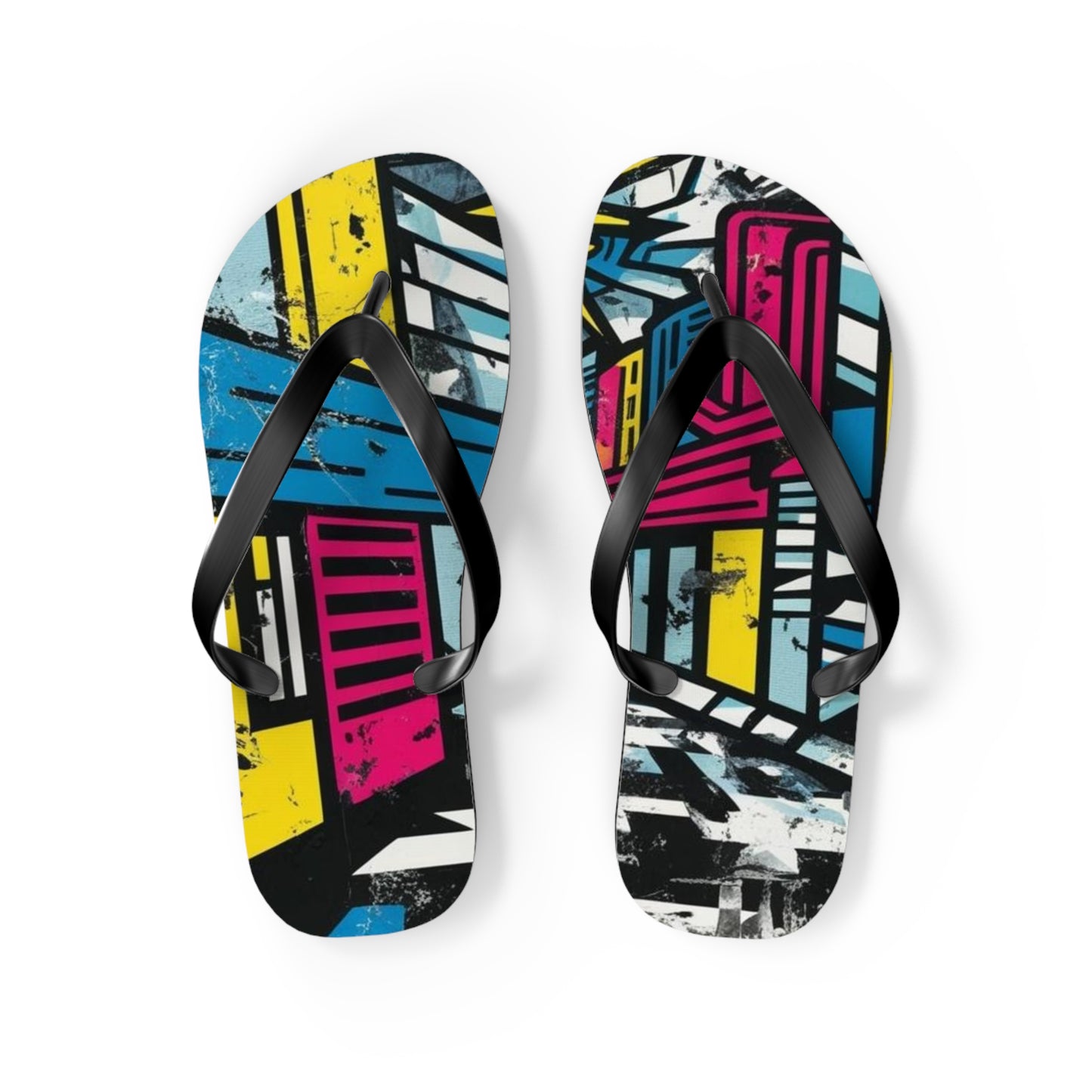 Urban Postmodern Flip Flops - Bold Cityscape Design