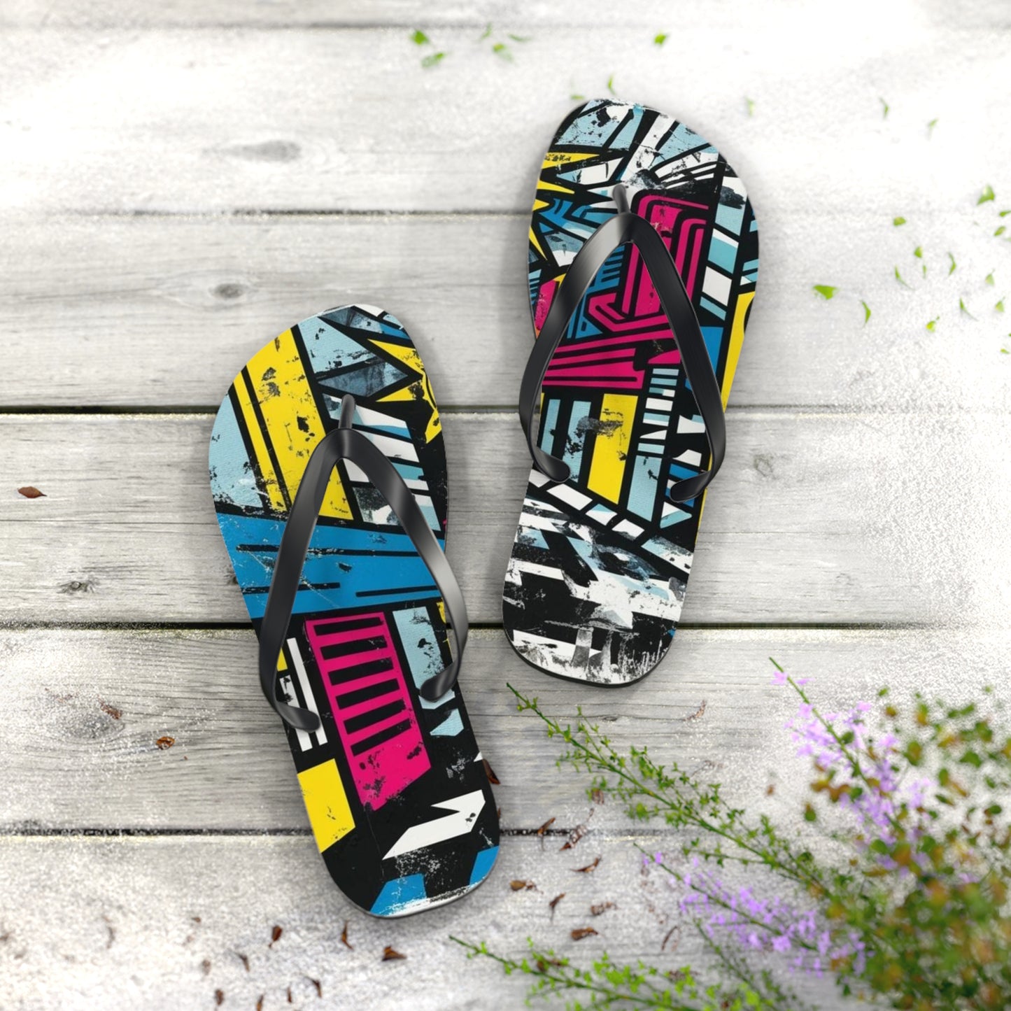 Urban Postmodern Flip Flops - Bold Cityscape Design