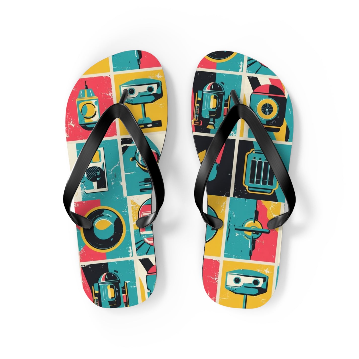 Neon Grid Flip Flops – Postmodern Pulse Edition