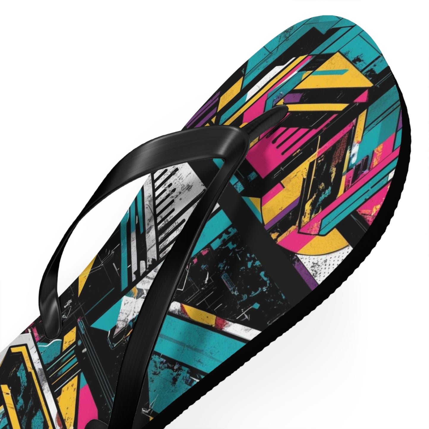 Eclectic Postmodern Flip Flops - Funky Retro Pattern