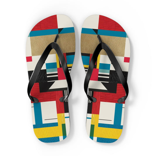 Modern Postmodern Flip Flops - Vibrant Block Pattern