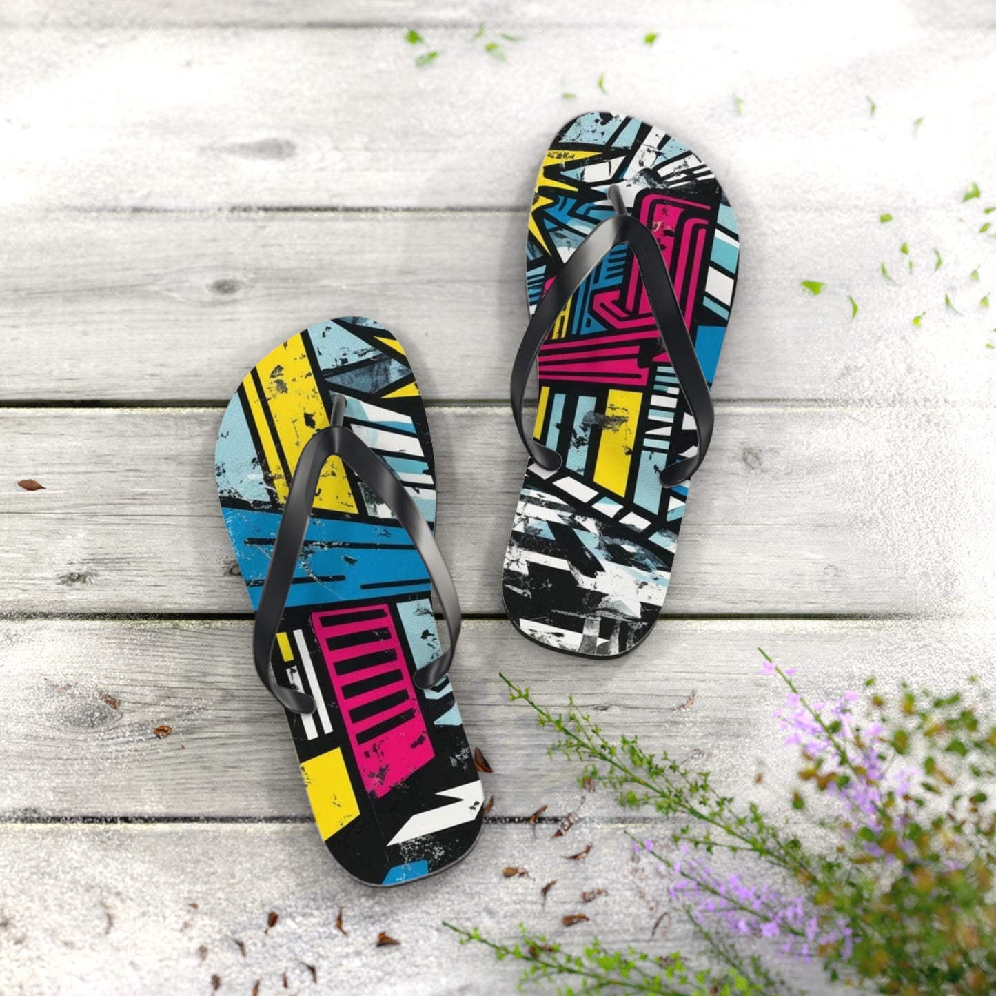 Urban Postmodern Flip Flops - Bold Cityscape Design